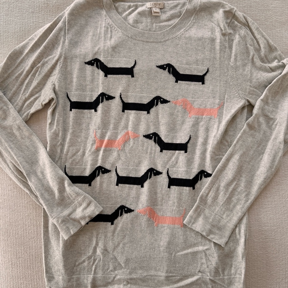 J. Crew Light Gray Dachshund Sweater